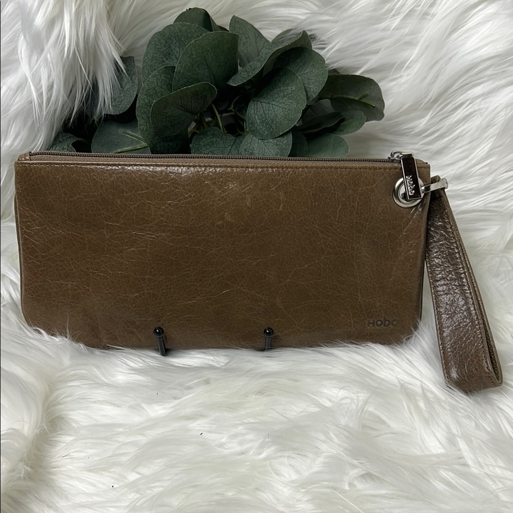 HOBO Taupe Leather Clutch